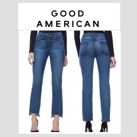 Good American Denim - Good American Step Hem Straight Leg Jeans Size: 2/26 Color: Blue091